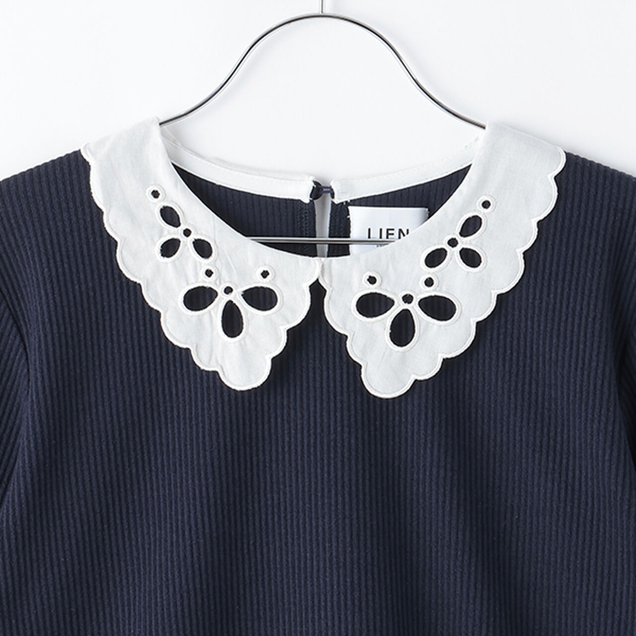 [Link] Lace Collar Tulle Tunic,Light pink, large image number 2