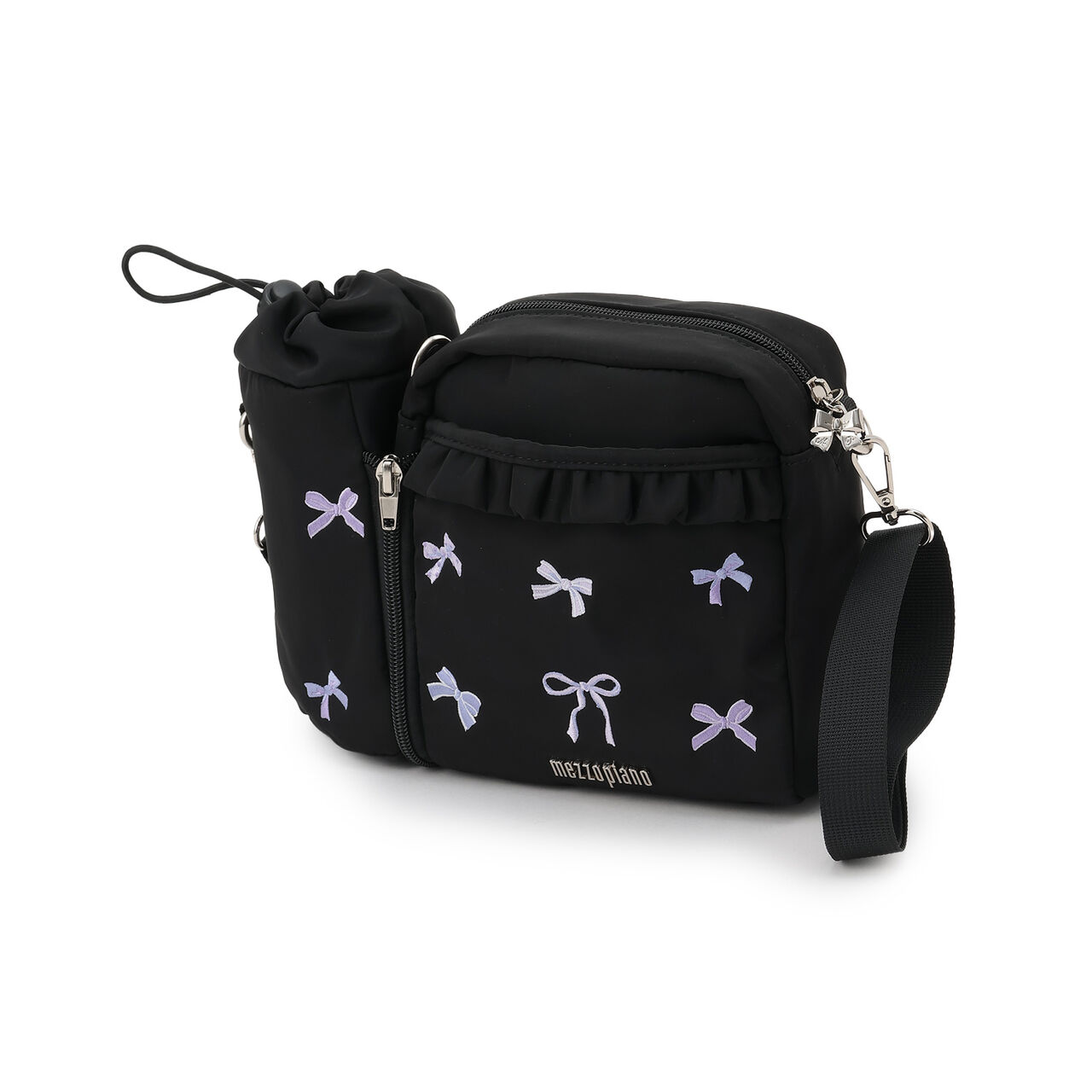 Shoulder Bag with PET Bottle Holder,Black, large image number 0