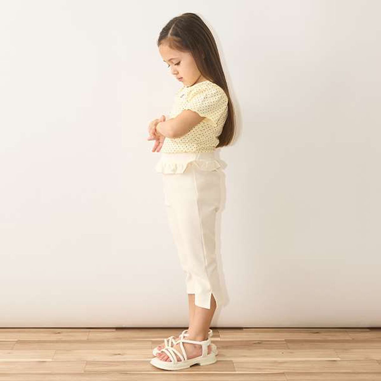 Tomo Pants Side Slit 7/8 Capri Pants,Beige, large image number 7