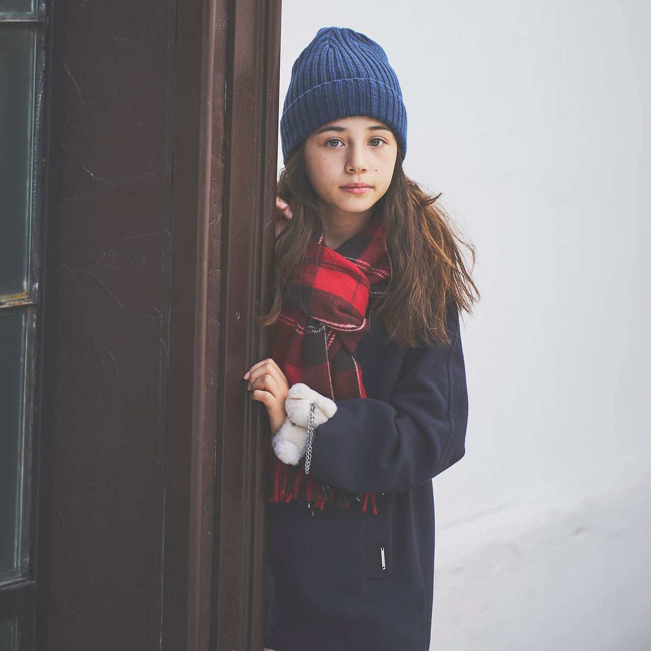 [Static-Free] Cashmere Touch Checkered Scarf,Navy, large image number 13