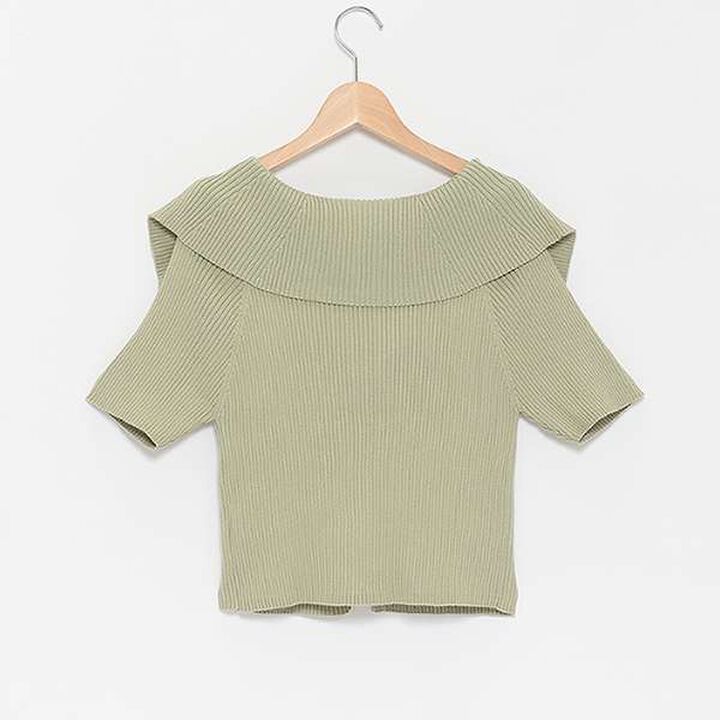 Big Collar Zip Knit,Off white, medium image number 1