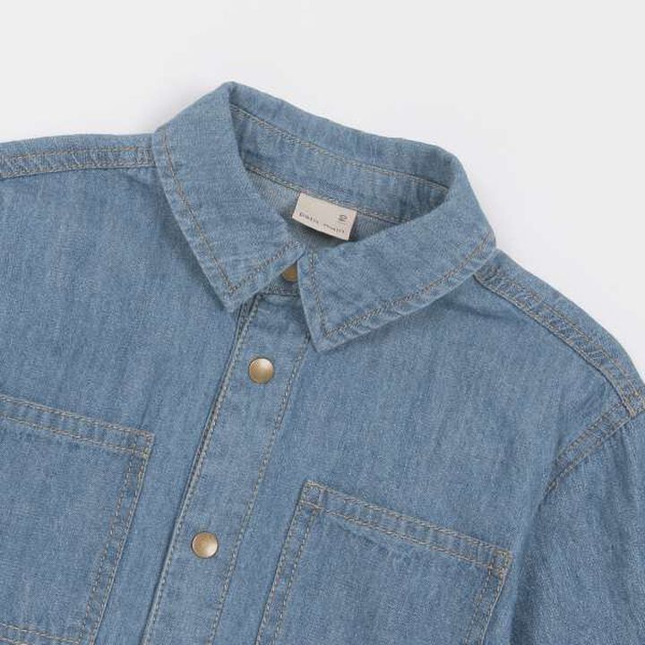 Denim Twill Long-Sleeve Shirt,Blue, medium image number 5