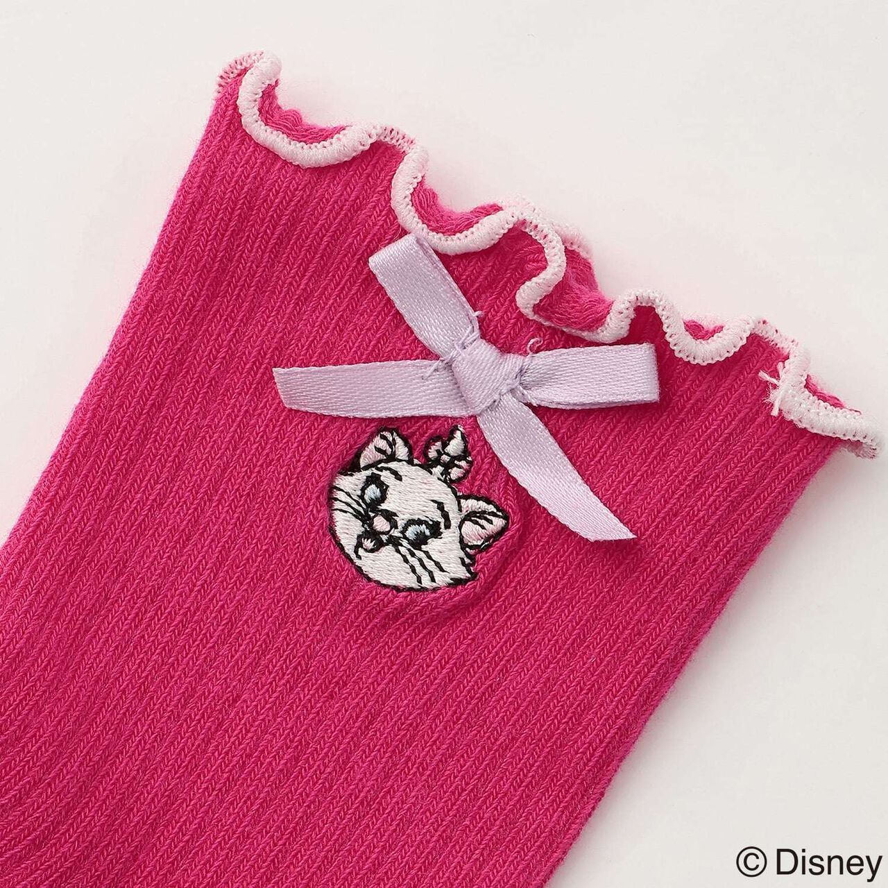 [Disney] Embroidered Socks with Ribbon,Top gray, large image number 1