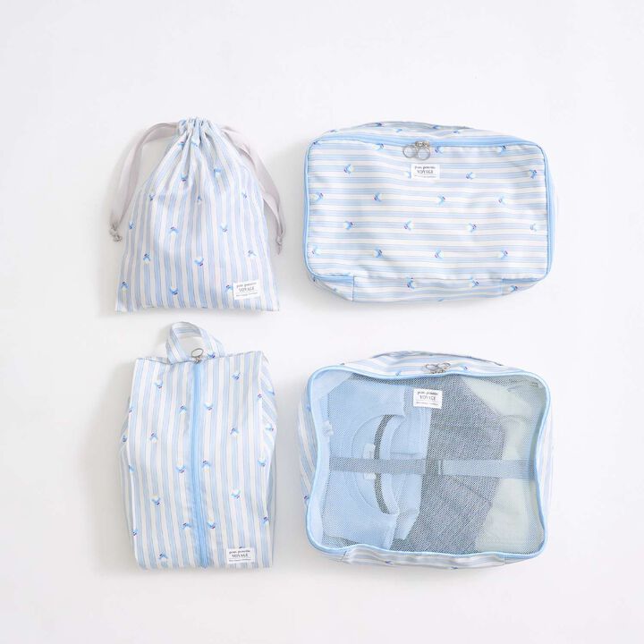 [Water Repellent] All-Over Pattern Travel Drawstring Pouch,Light blue, medium image number 8