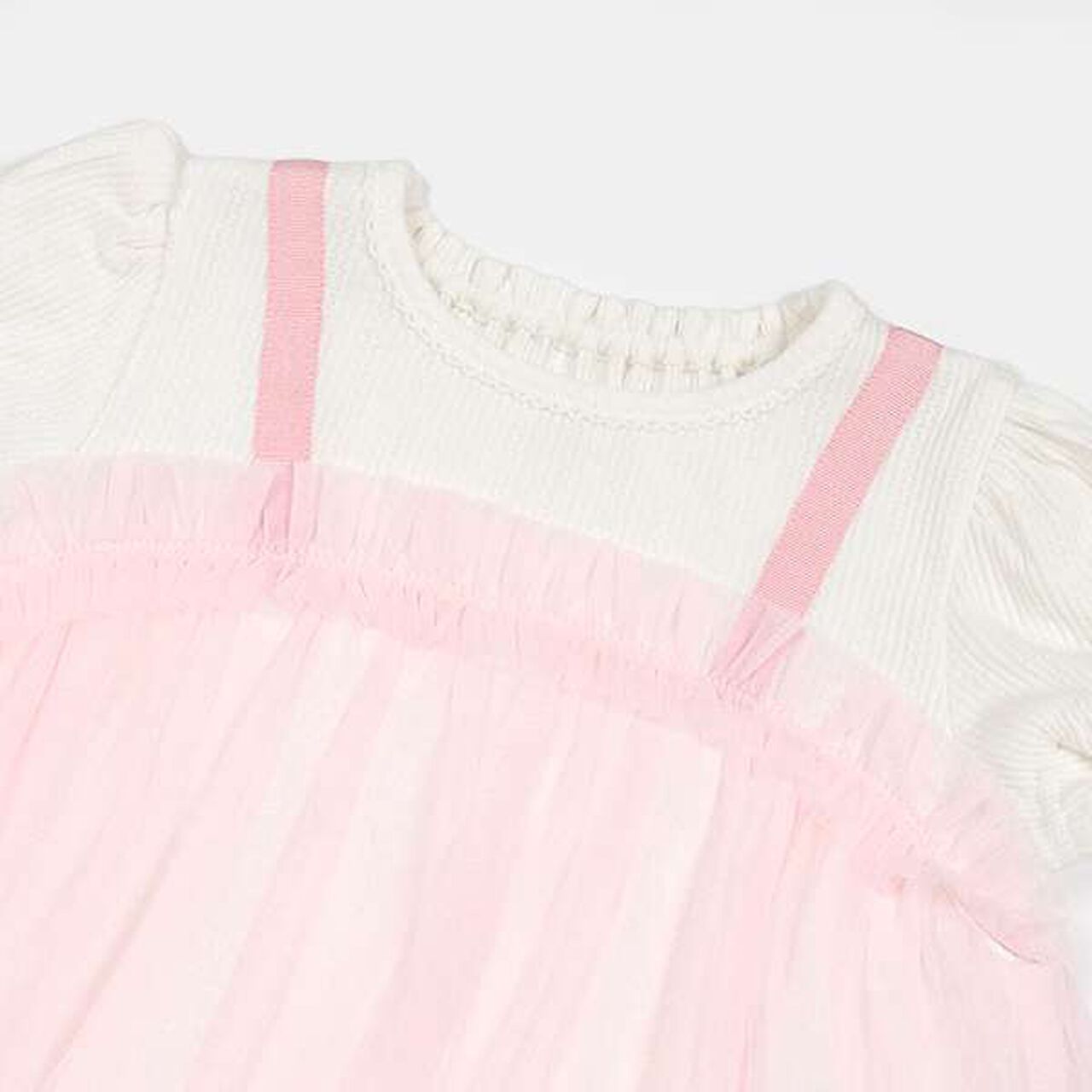 Flower Embroidered Tulle One-Piece Dress,Light pink, large image number 6