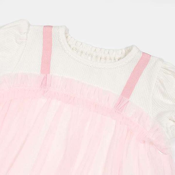 Flower Embroidered Tulle One-Piece Dress,Light pink, medium image number 6