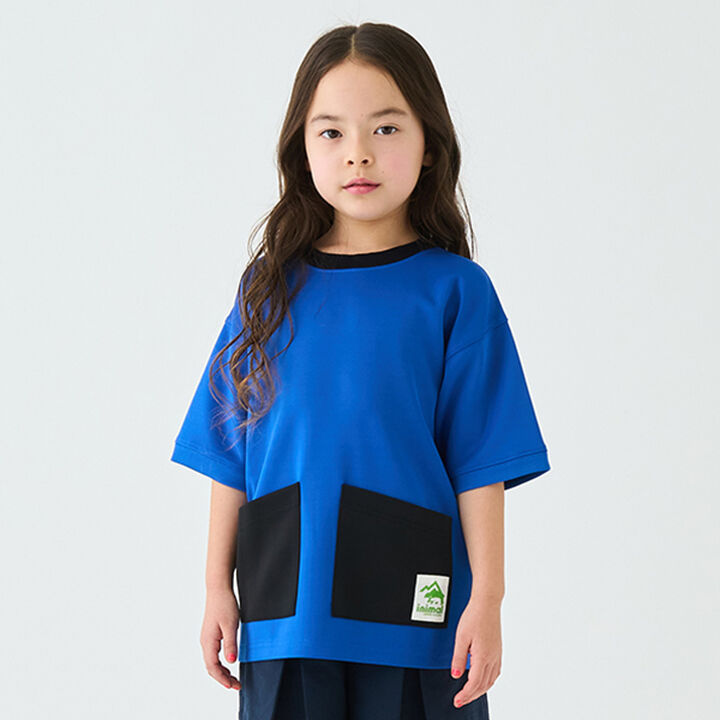 Water-Repellent Ponte Double Pocket T-Shirt,Blue, medium image number 0