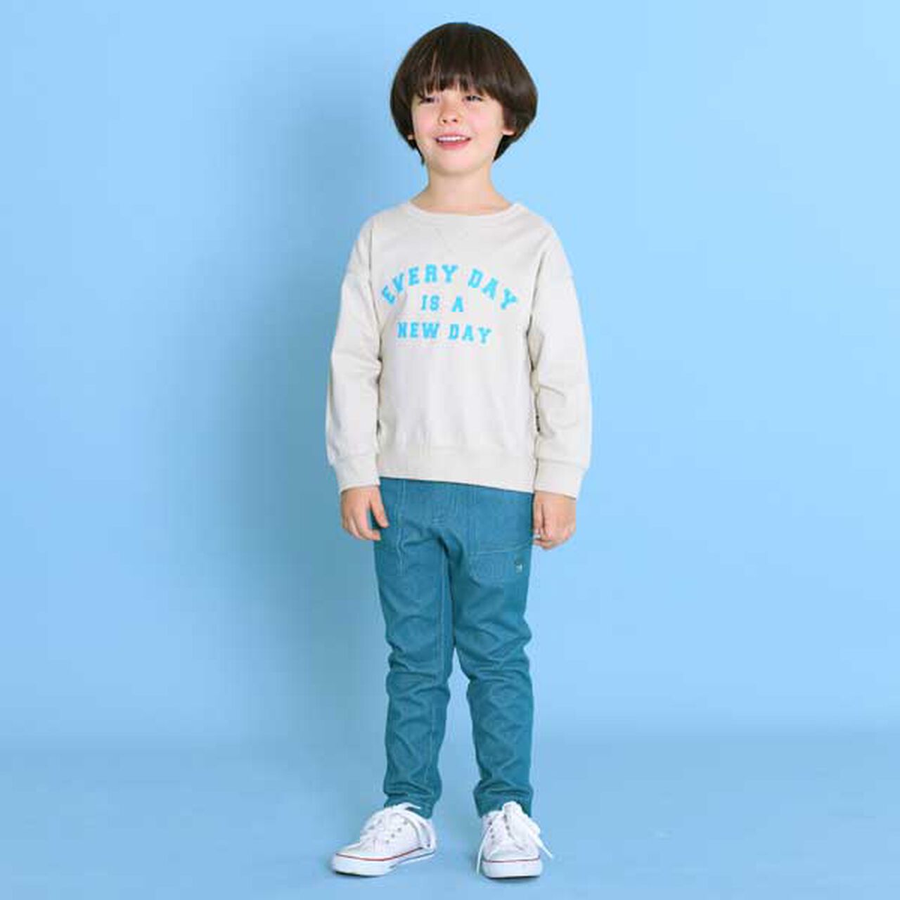 Logo Print Sweatshirt Style Long-Sleeve T-Shirt (100-130),Beige, large image number 1