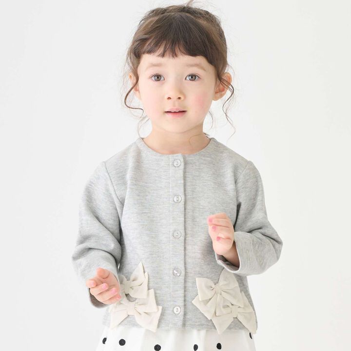 [Parent-Child Matching] Ribbon Cardigan,Top gray, medium image number 7