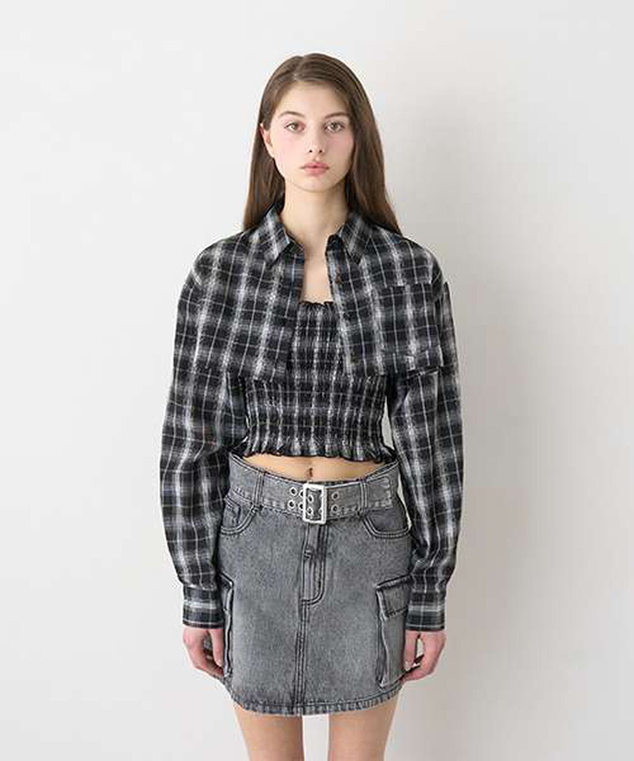 Cropped Shirt and Vest Set,Off white, large image number 22