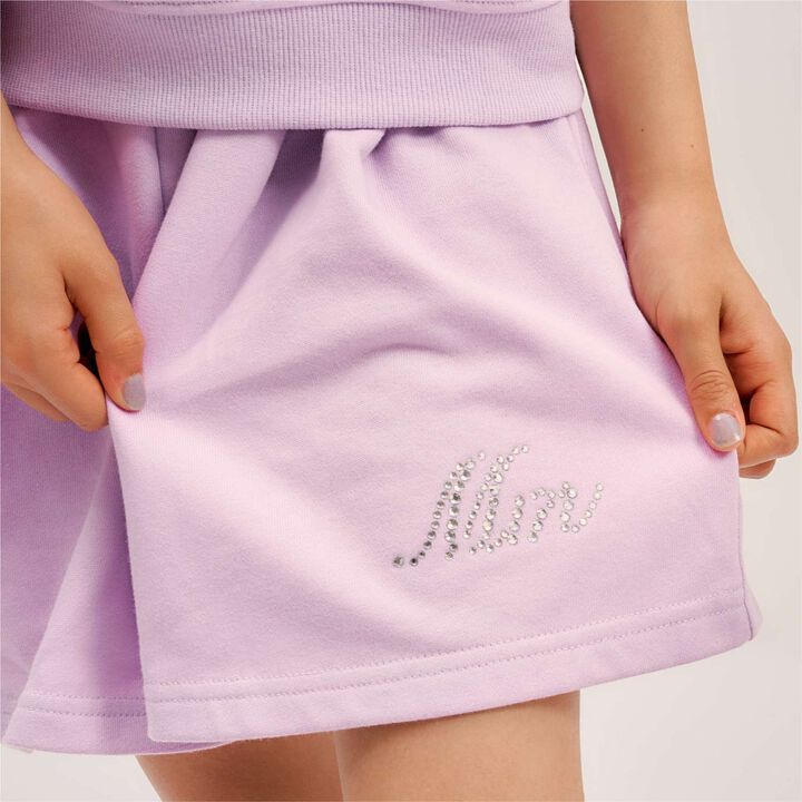 Rhinestone Logo One-Shoulder T-Shirt Outfit Set,Lavender, medium image number 8
