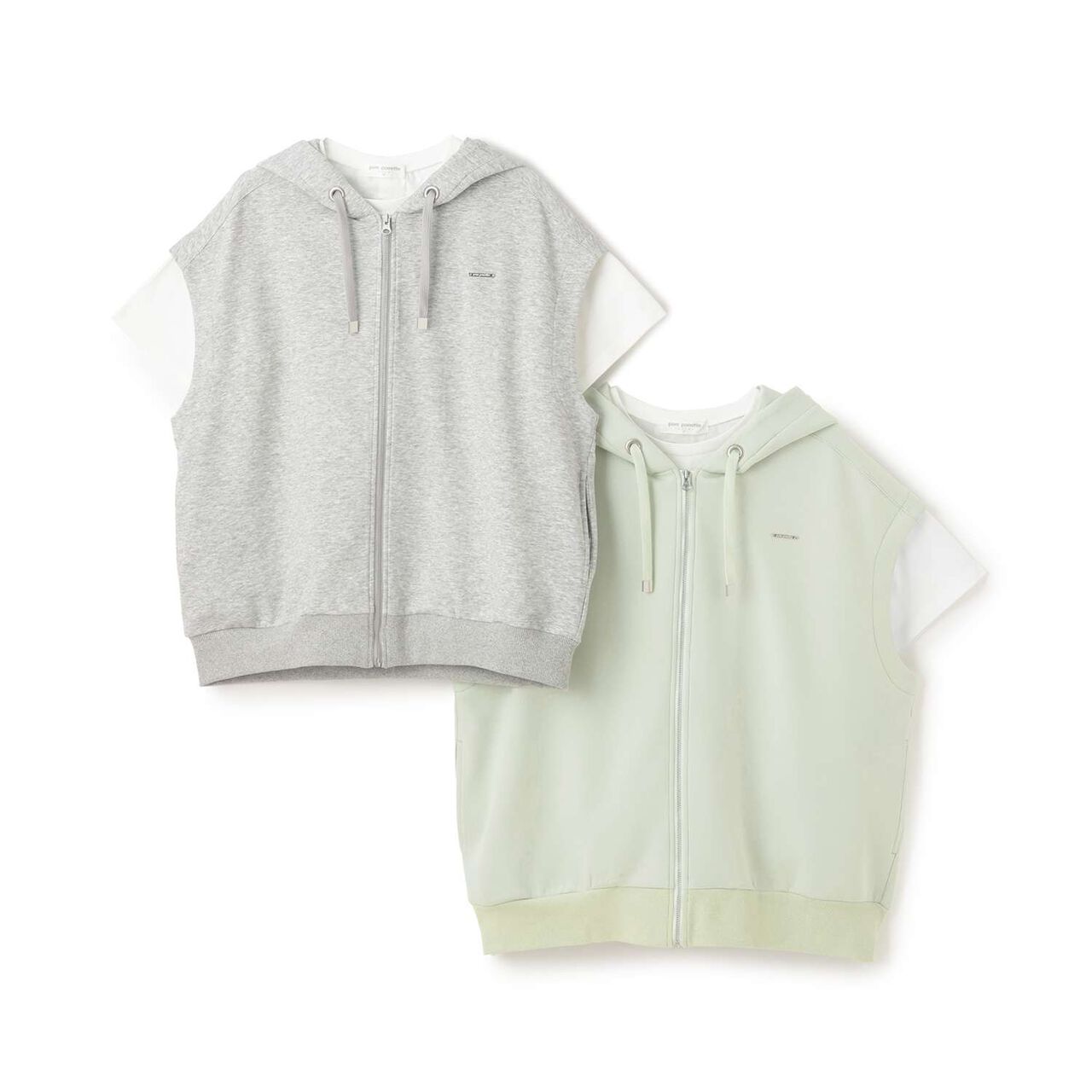 [Sleeveless Parka & T-Shirt Set] [130cm Available],Top gray, large image number 13