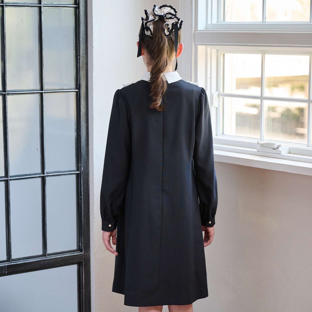 Frill Yoke One-Piece Dress♪,Gray, large image number 13