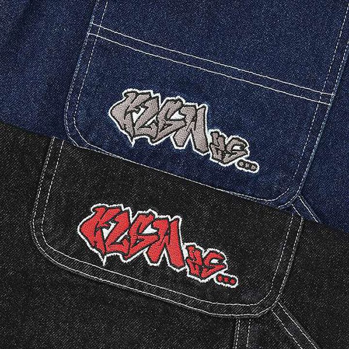 Double Knee Painter Baggy Shorts [GLSW],Deep blue, medium image number 7