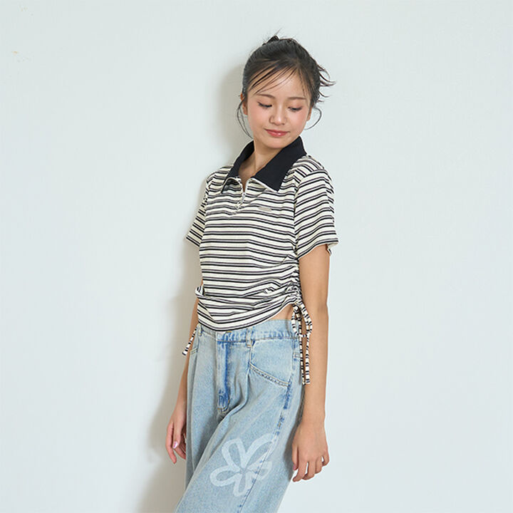 Half ZIP Drawstring T-Shirt,Off white, medium image number 1