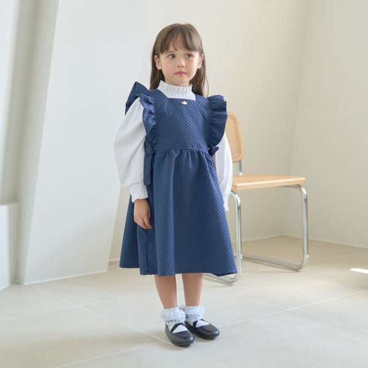 Frill Apron One-Piece Dress,Moss green, medium image number 8