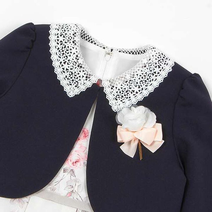 Lace Collar Floral Dress & Jacket Set,Pearl white, medium image number 14