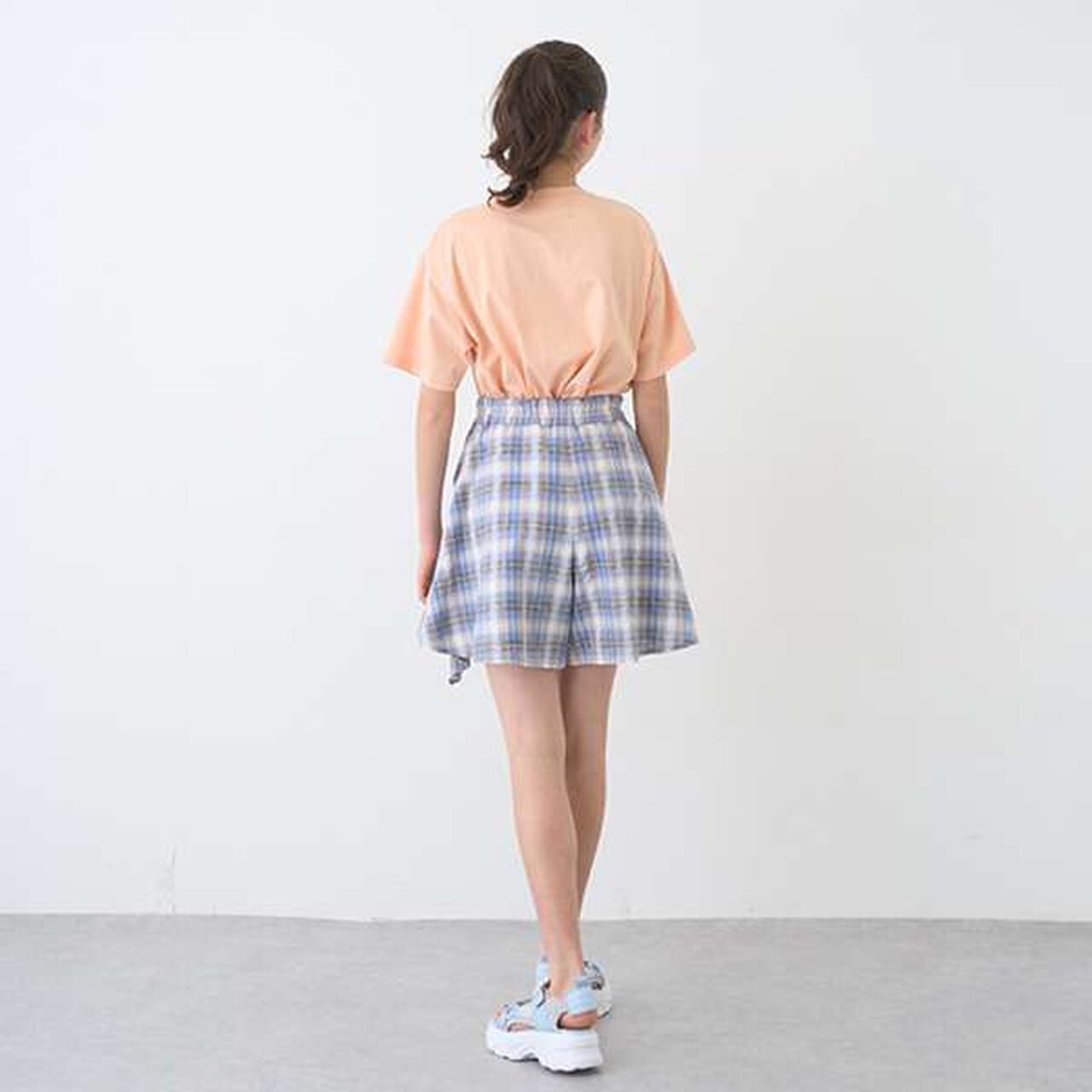 Shirt-Wrapped Checkered Culottes,Brown, large image number 20