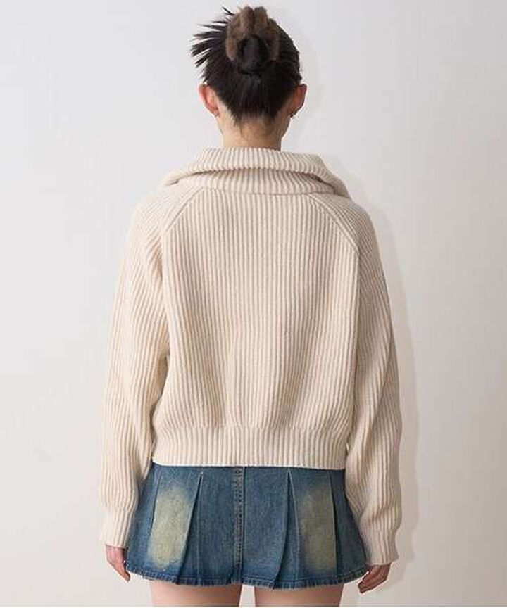 Stand Zip Knitwear,Top gray, medium image number 9