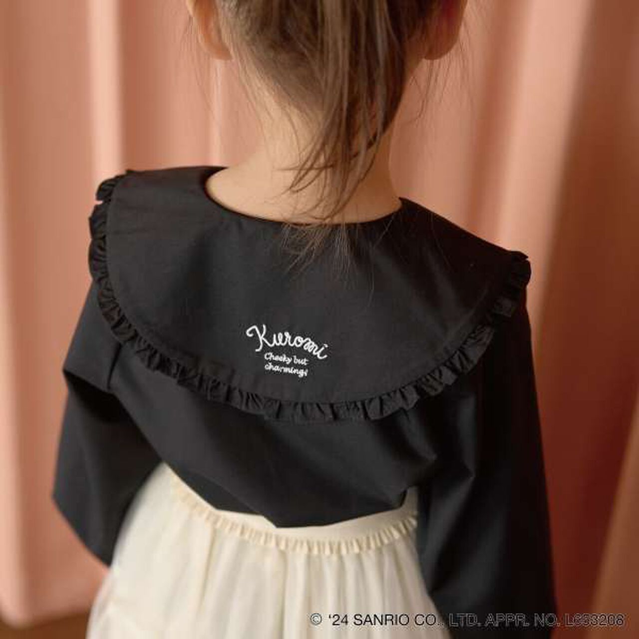 Sanrio Kuromi Frill Collar Blouse & Ribbon Hair Tie Set,Black, large image number 9