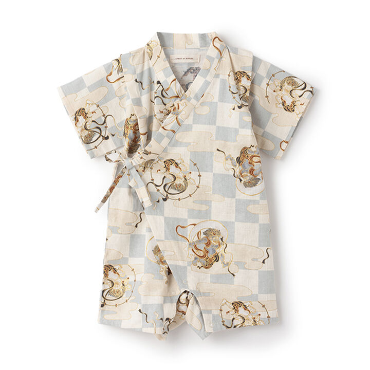 Jinbei All-in-One (Checkered Wind God & Thunder God Pattern),Navy, medium image number 3