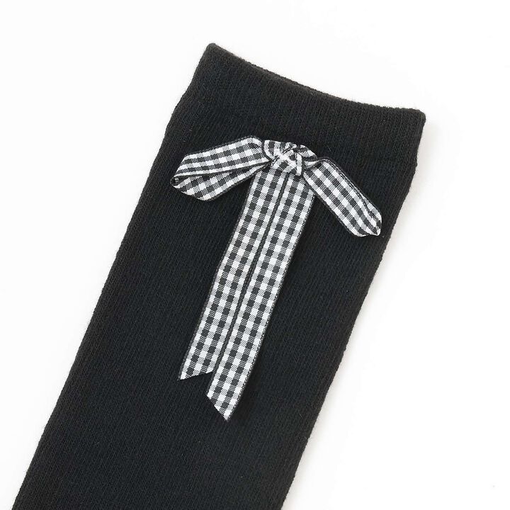 Ribbon Knee-High Socks,Black, medium image number 1