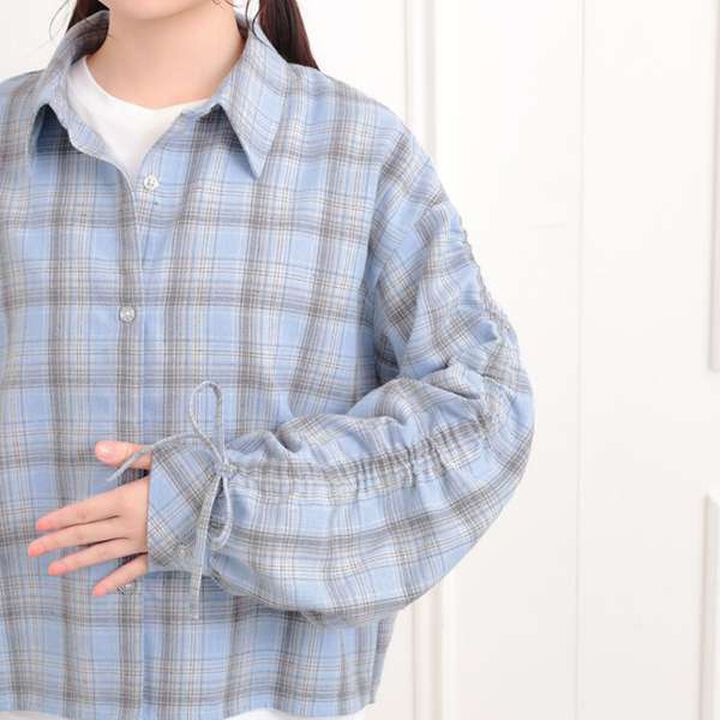 [Set Item] Brushed Checkered Shirt + Long Sleeve T-Shirt,Sax blue, medium image number 5