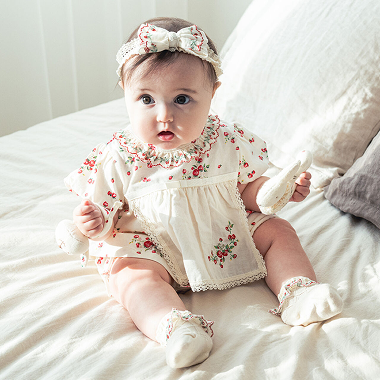 ☆BASIC Wild Strawberry Socks,Pearl white, large image number 6