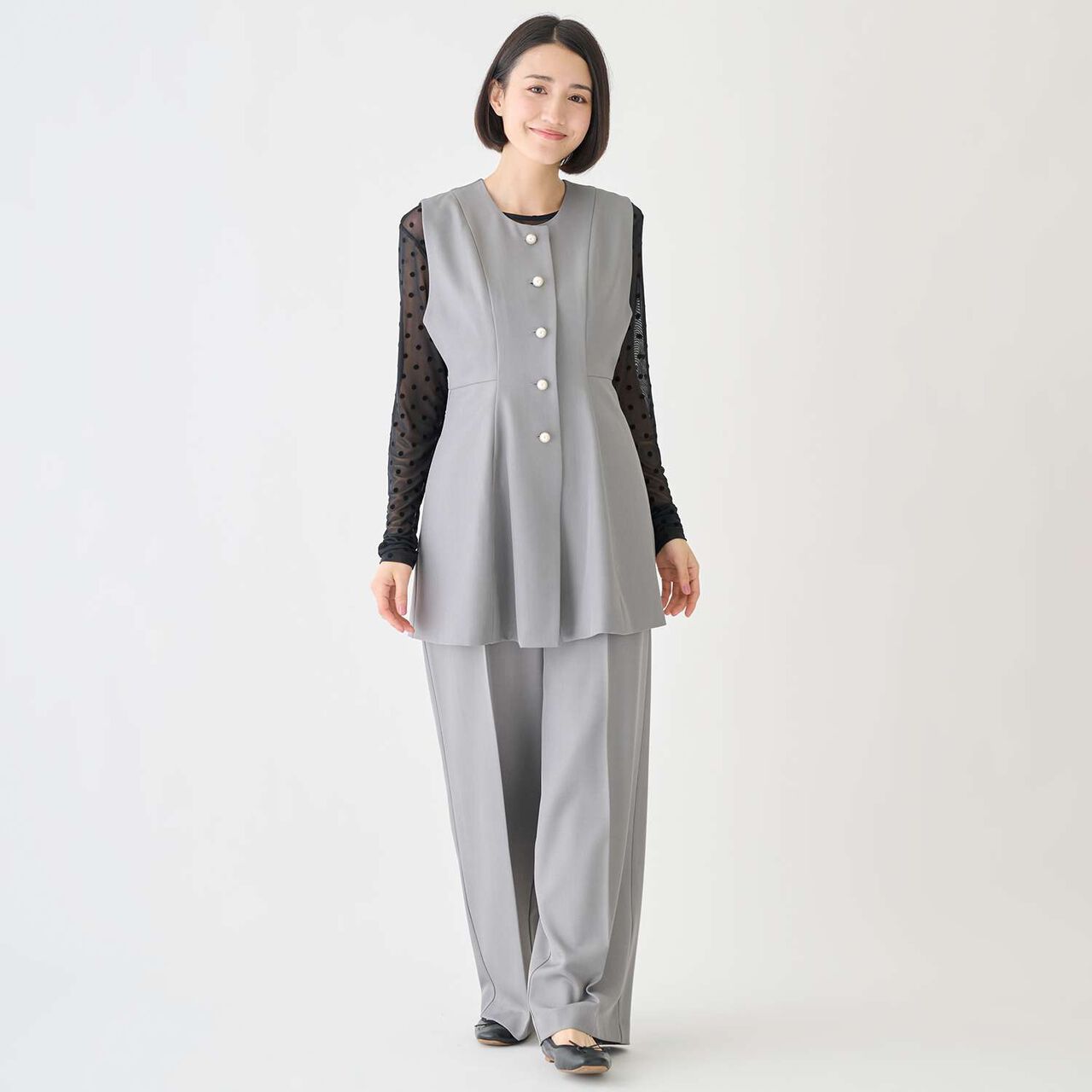 [Formal] No-Collar Gilet,Gray, large image number 7