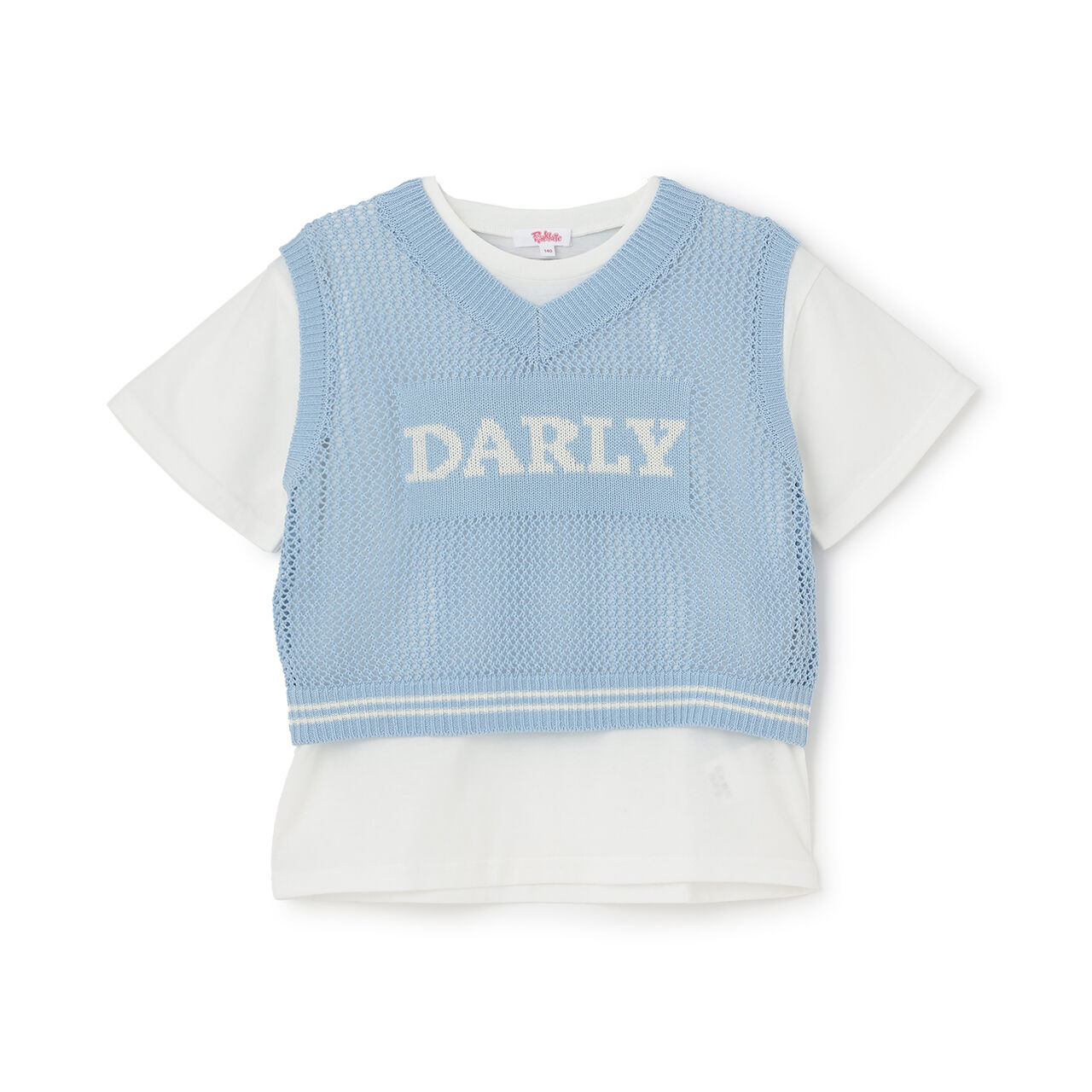 Washable Mesh Knit Vest + Short Sleeve T-Shirt,Sax blue, large image number 15