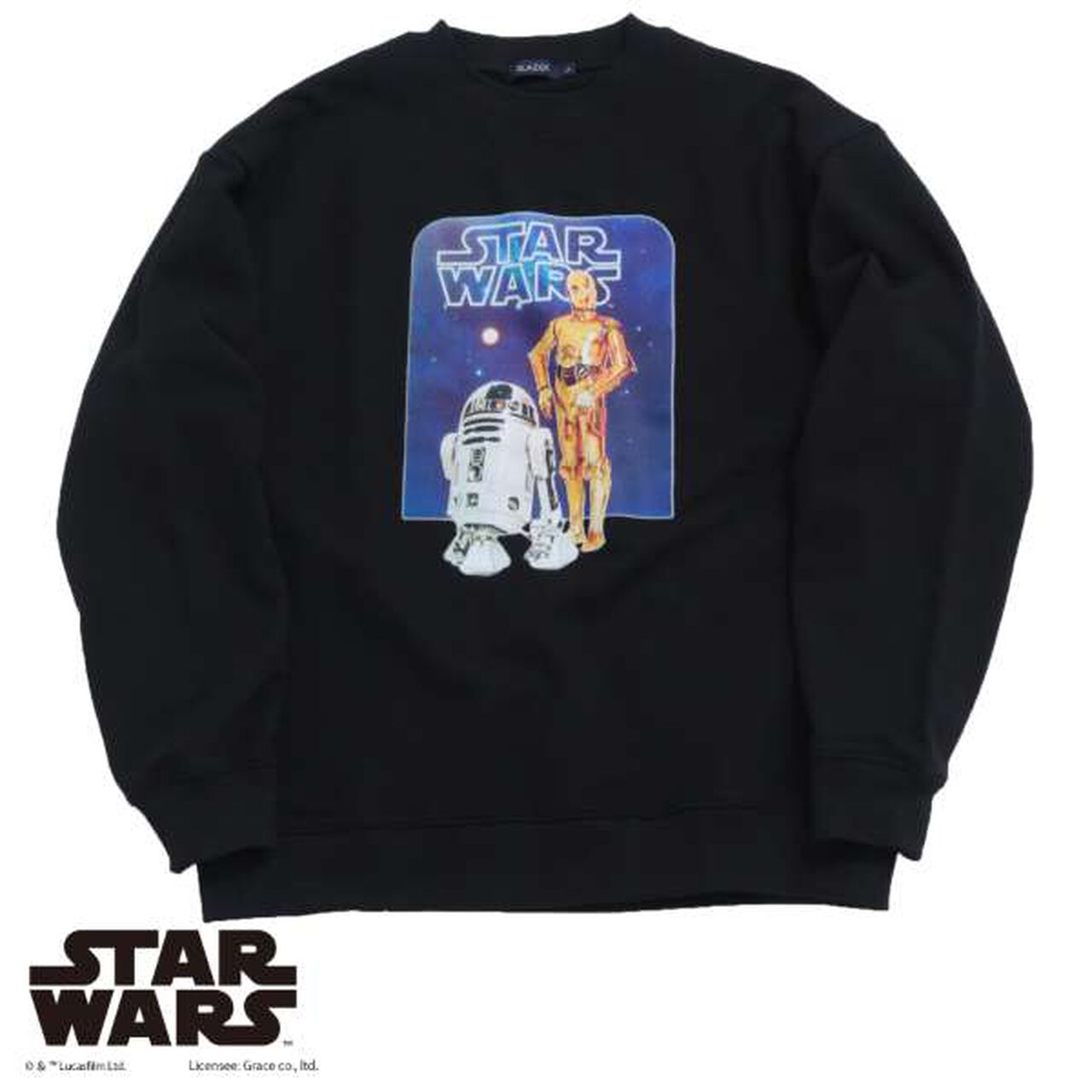 [STAR WARS] R2-D2 & C-3PO / Front Print Sweatshirt,Black, large image number 0