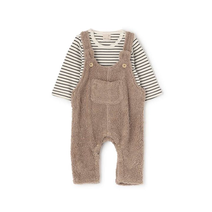 Fluffy Bear Overall Set,Ivory, medium image number 3