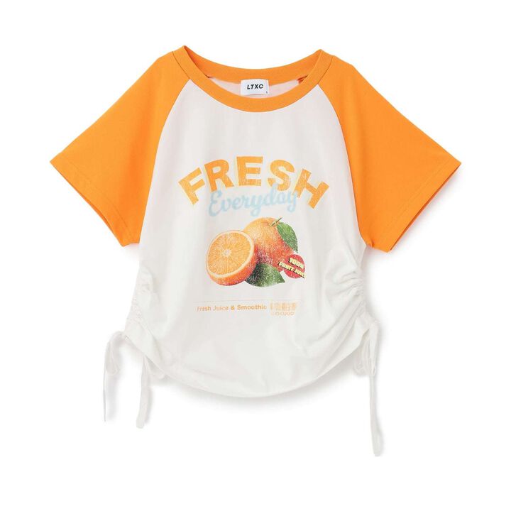 [GOKUGOKU] Multi-Function Shirred Crop Raglan Short-Sleeve T-Shirt,Orange, medium image number 20