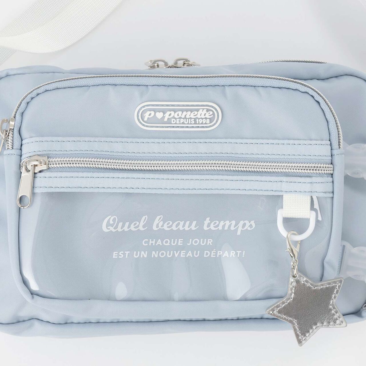 Casual Shoulder Bag with Bottle Holder,Light blue, large image number 3