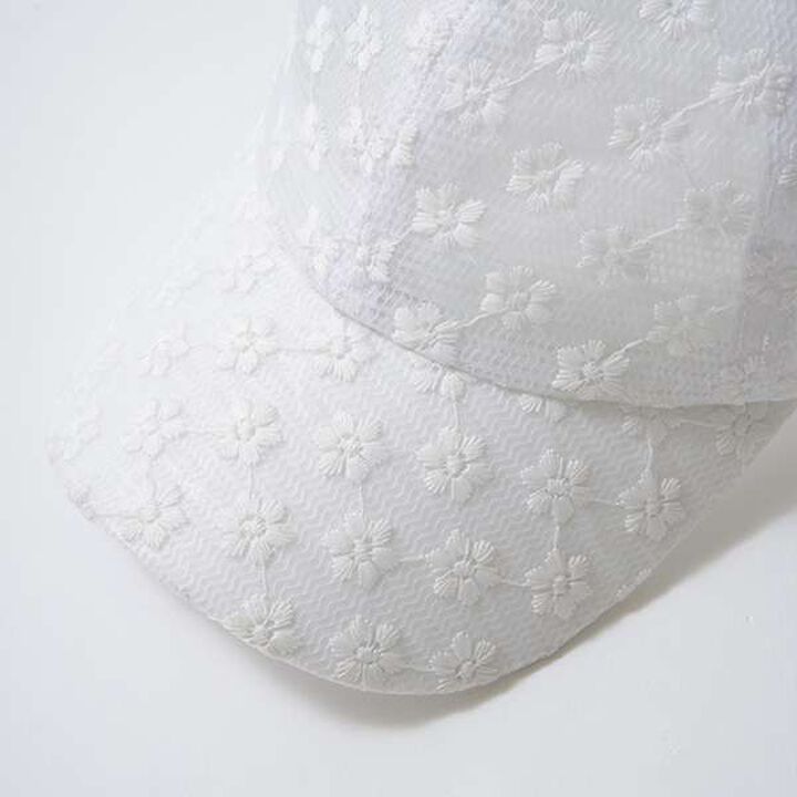 Sheer Floral Pattern Cap,Black, medium image number 9