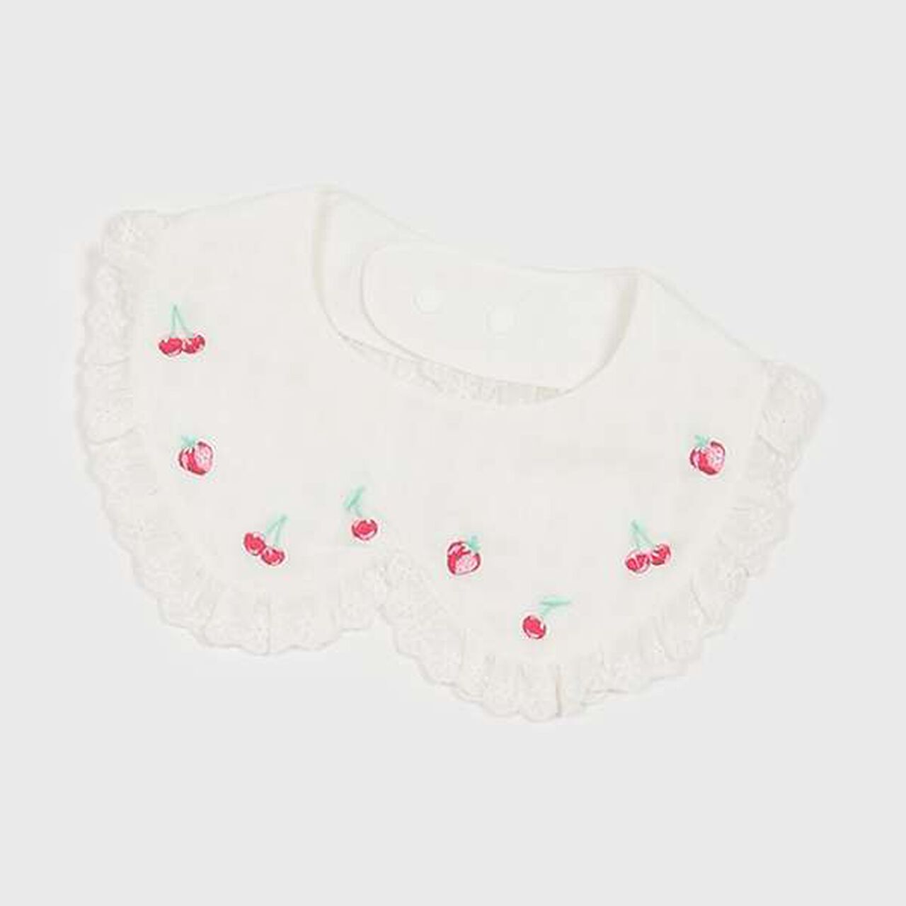 Strawberry Cherry Embroidery Collar Style Bib,Light pink, large image number 10