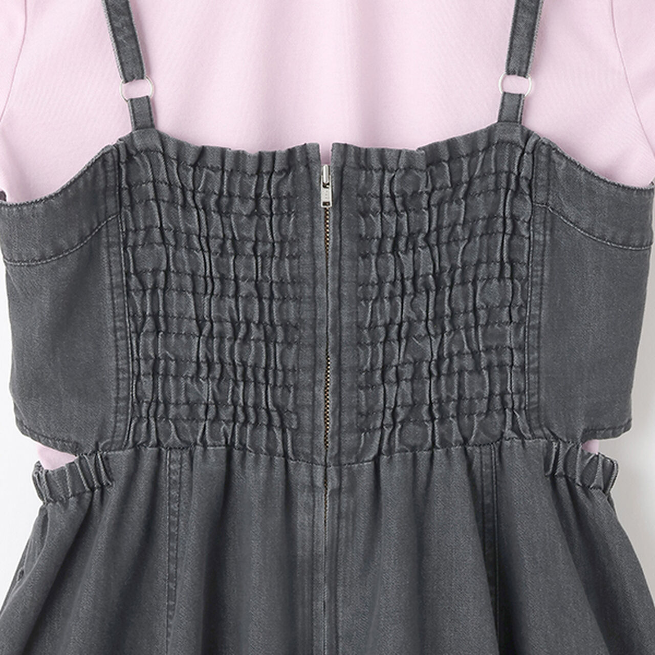 [Cool Touch] Side Slit Lace-Up Jumper Skirt Set,Blue, large image number 18