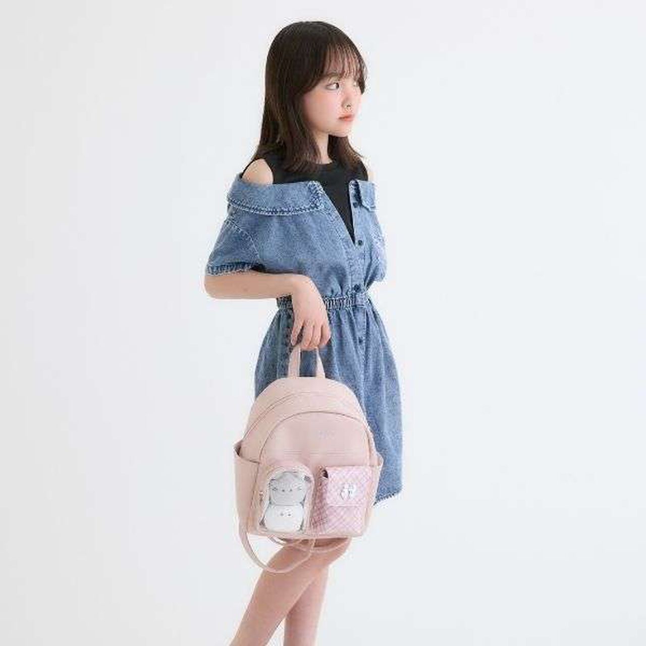 Double Pocket Checkered Backpack,Pink, large image number 4