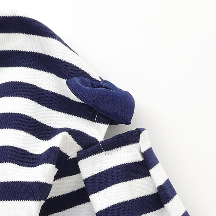 Necklace Embroidery Stripe Pattern One-Piece Dress,Navy, medium image number 12