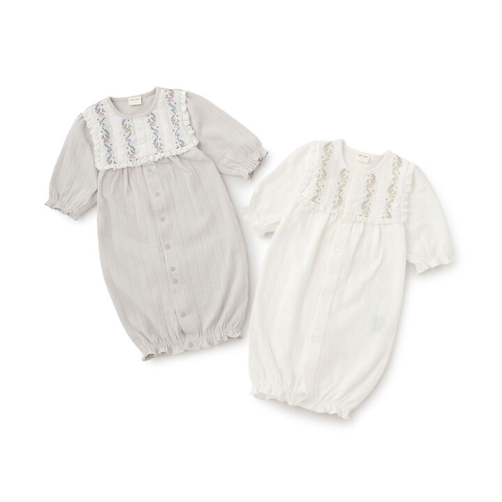 [Organic] Embroidered 2-Way Romper,Light green, medium image number 9