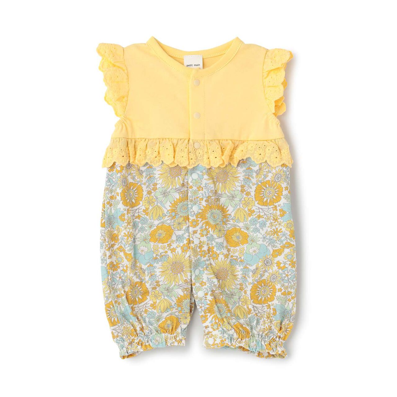 Floral Pattern 2WAY Romper,Yellow, large image number 4