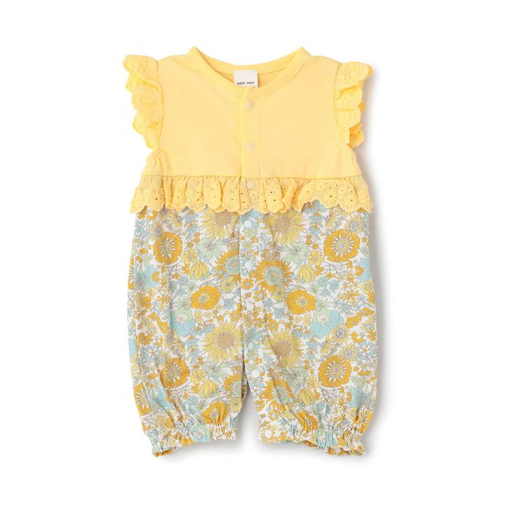 Floral Pattern 2WAY Romper,Yellow, medium image number 4