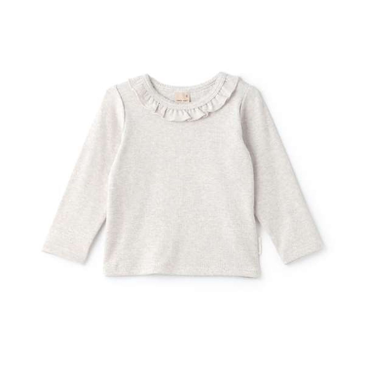 Fluffy Warmth Frill Long Sleeve T-Shirt,Gray, large image number 0