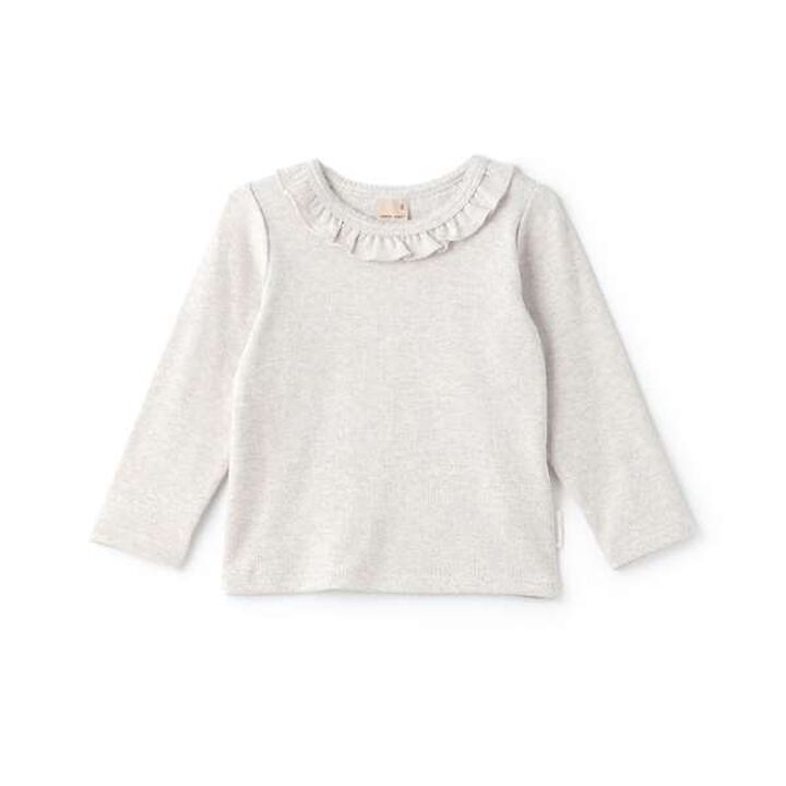 Fluffy Warmth Frill Long Sleeve T-Shirt,Gray, medium image number 0