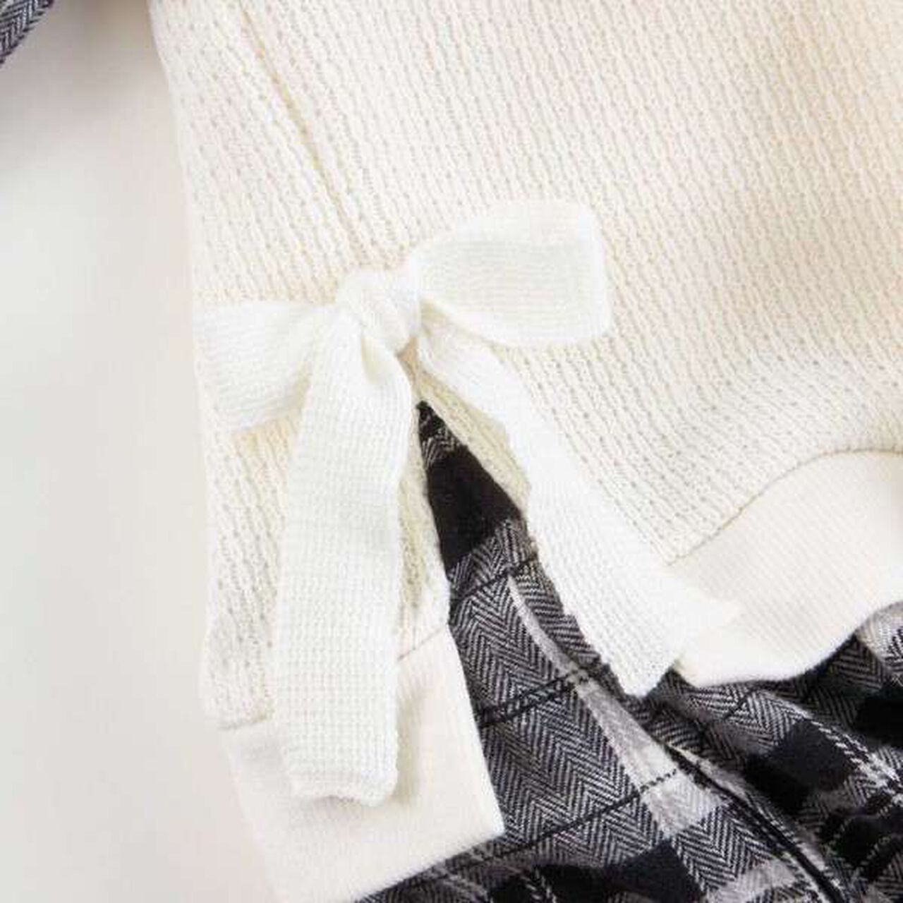 KP Layered Check One-Piece Dress [90-160],Black, large image number 15