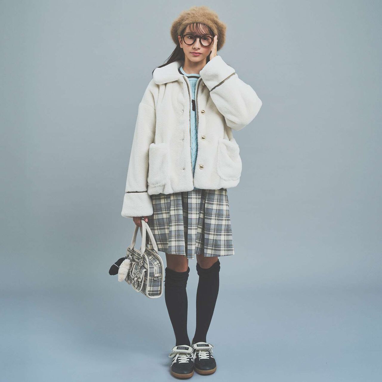 Sagara Logo Cable Knitwear[Available in 130cm],Sax blue, large image number 18