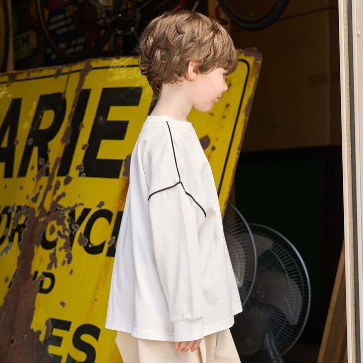 [MNCM] [Comfortable Jersey Fabric] Piping Big T-Shirt,Charcoal gray, medium image number 17