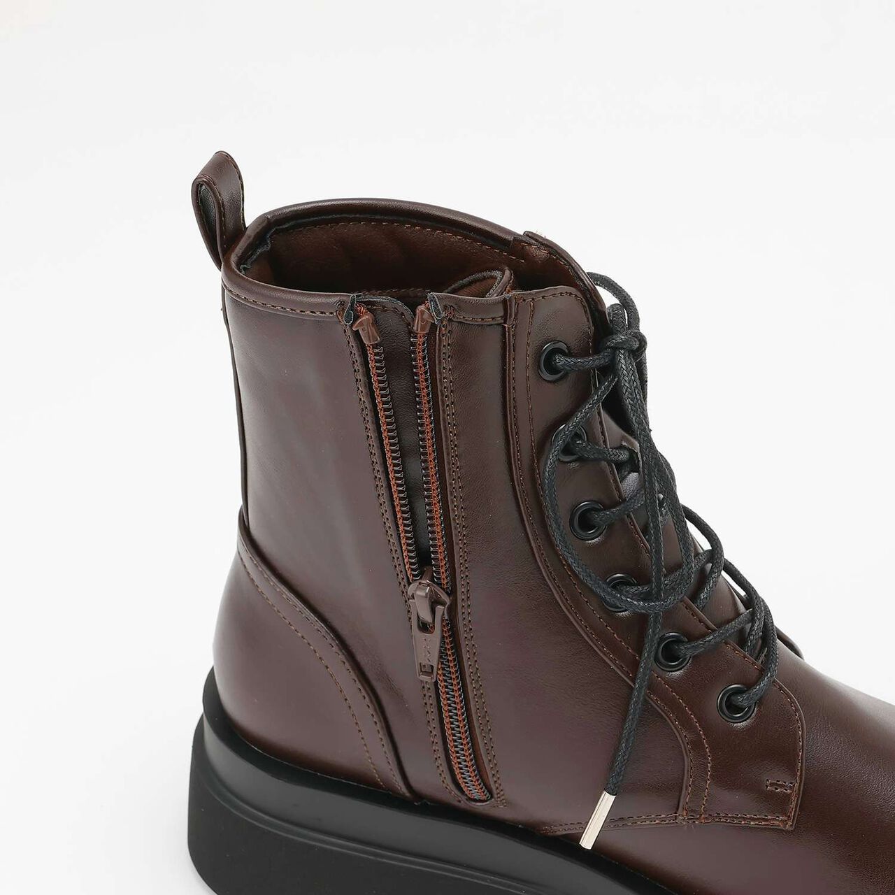 Lightweight Sole Thick-Soled Lace-Up Boots,Black, large image number 4