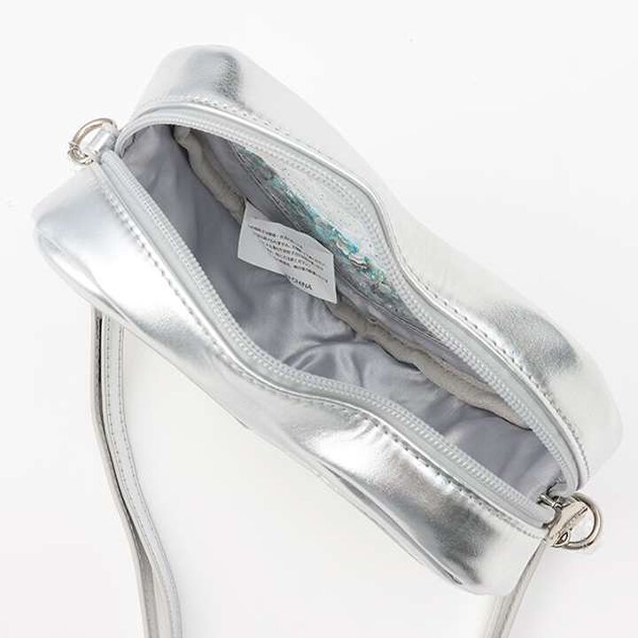 Heart-Shaped Clear Lame Shoulder Bag,Silver, medium image number 6