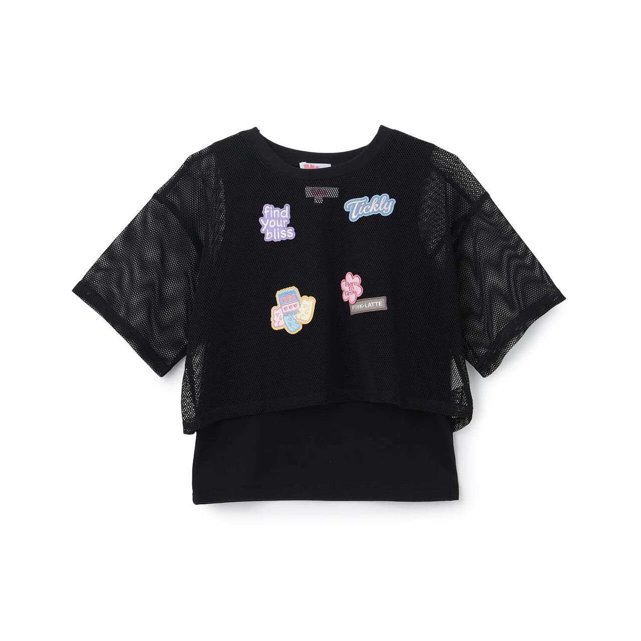 [Cool Touch Inner Only] Patch Mesh Short-Sleeve T-Shirt & Tank Set,Black, large image number 13